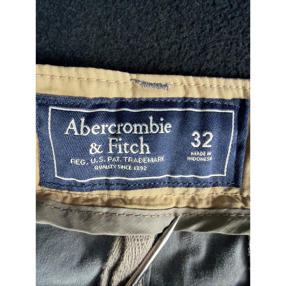 Abercrombie & Fitch Men's Gray Cotton Drawstring Chino Shorts Pockets SZ 32 Y2K - Picture 3 of 5